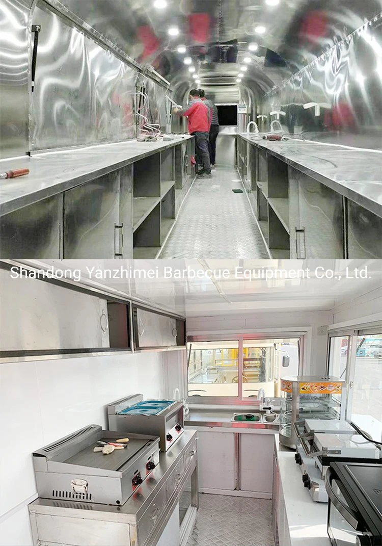 Mobile Fast Food Cart Stainless Steel Camper Trailer Hot Dog Food Truck Caravan Airstream Food Trailer For Sale