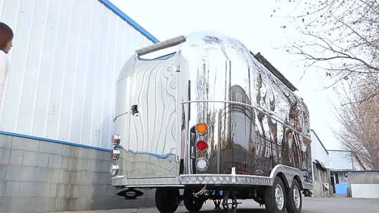 Mobile Fast Food Cart Stainless Steel Camper Trailer Hot Dog Food Truck Caravan Airstream Food Trailer For Sale