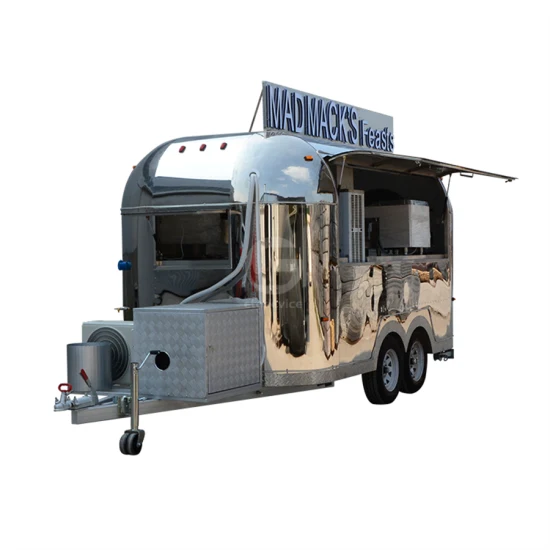 Europe Fashionable Airstream Food Trailer Stainless Steel Fast Food Truck with CE Food Cart